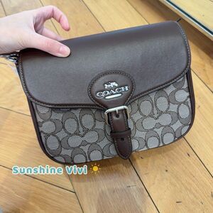 NWT Coach Amelia Saddle Crossbody Bag In Signature Jacquard CU998 SV/OAK/MAPLE